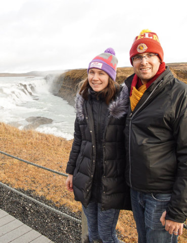 Couple in front of Gulfoss - Travel Before Kids