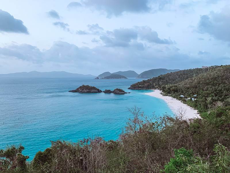 Trunk Bay overlook on North Shore Road at dusk - things to do in St John USVI