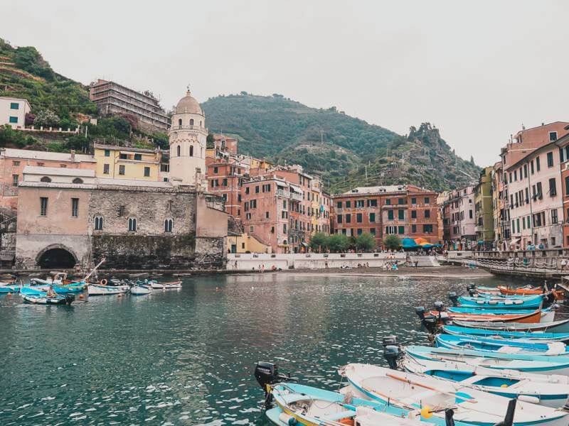 harbor lined with small colorful boats in Vernazza - 2 days in Cinque Terre