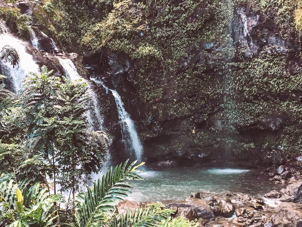 three bears waterfall on road to hana in maui