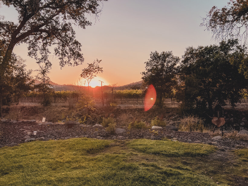 Sunset from the property of the Trailside Inn Bed and Breakfast - Napa Valley on a Budget