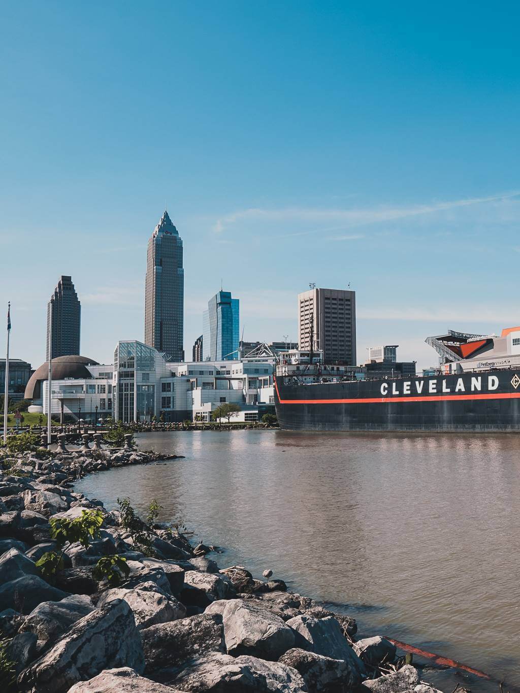 View of downtown Cleveland from E 9th Pier