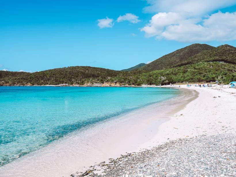 bright blue water at salt pond beach in st john usvi