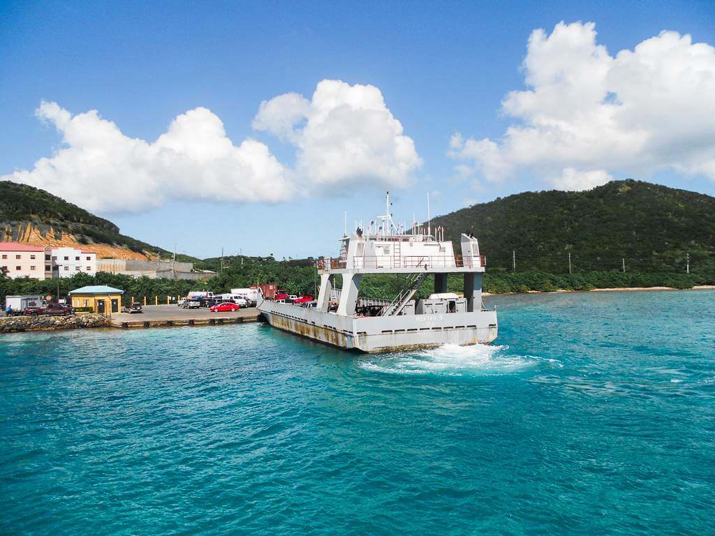 Car barge traveling in between st thomas and st john