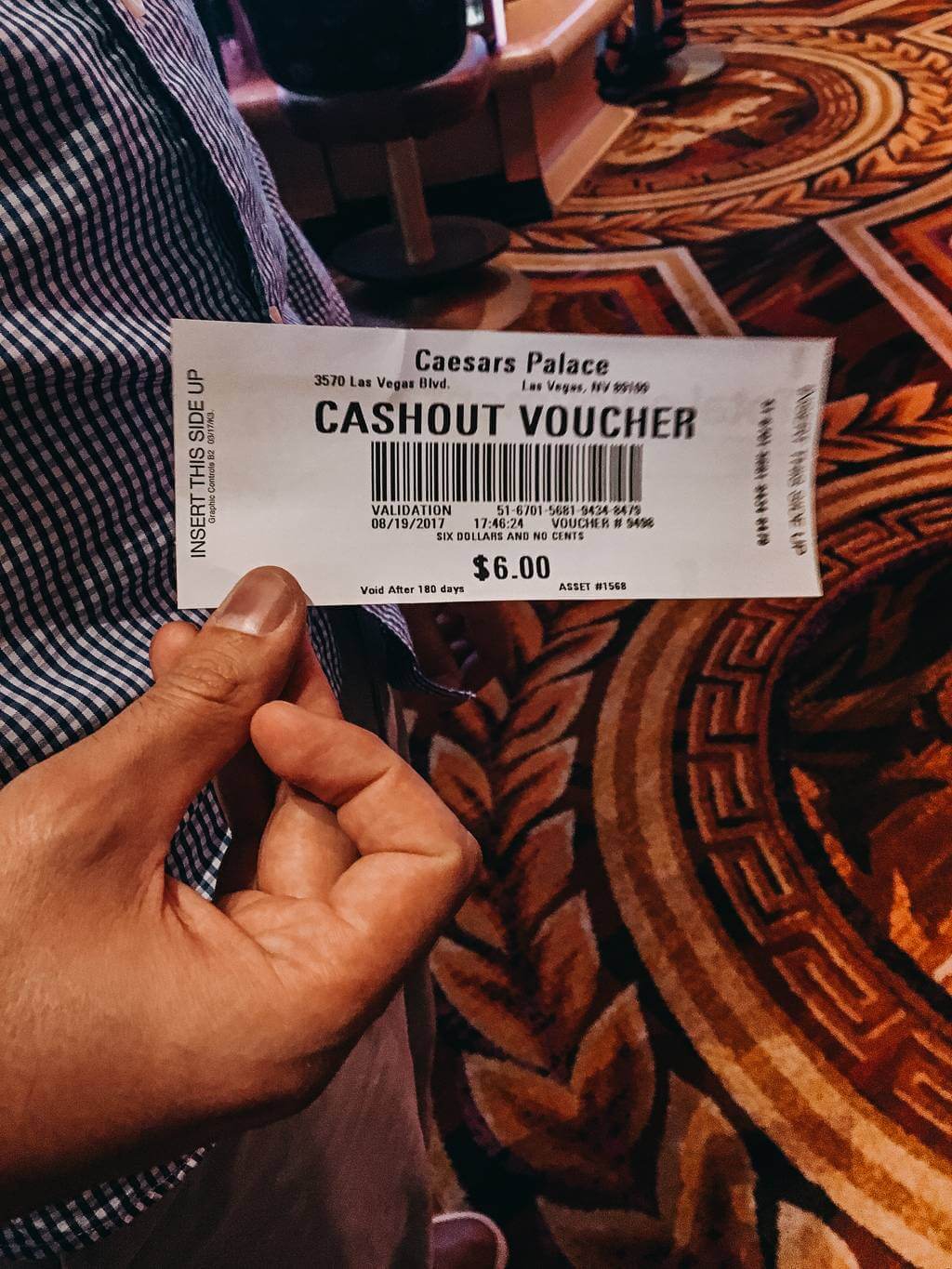 Cash voucher from Las Vegas casino