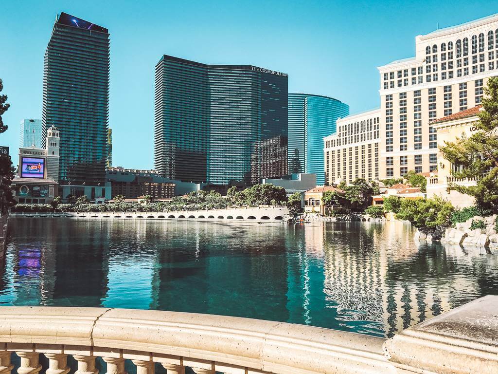 Glistening buildings in the downtown Las Vegas sun