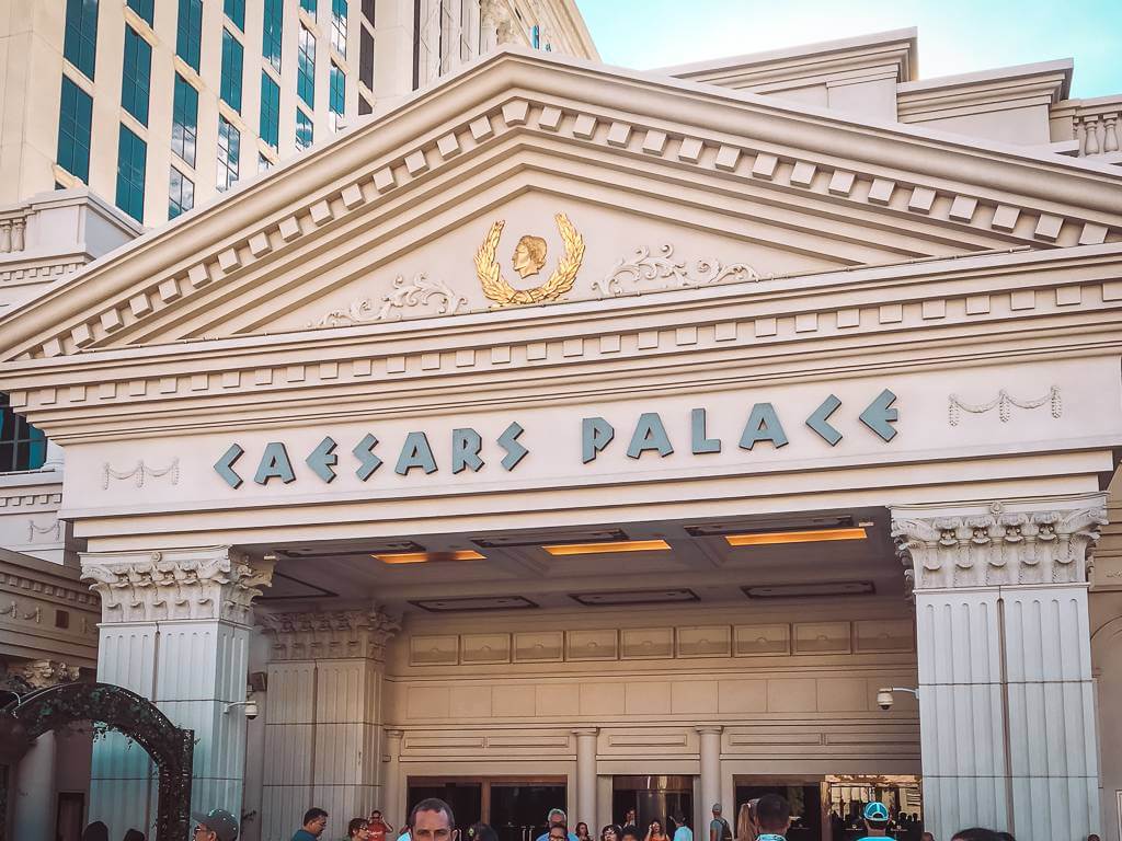 Exterior of entrance to Caesars Palace Hotel