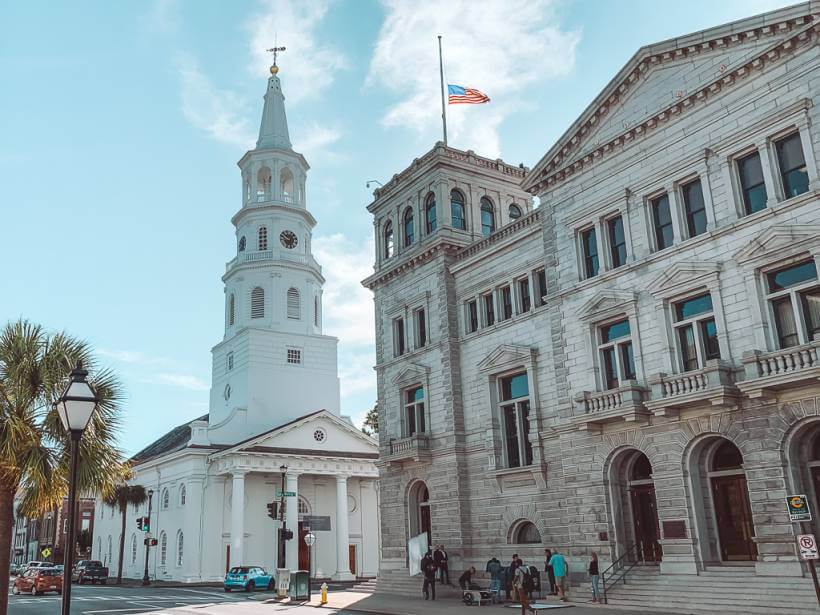 The "Four Corners of Law" intersection in Charleston, SC