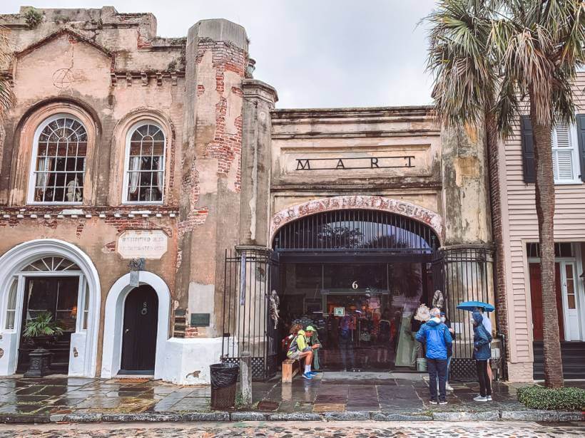 Brick and patina exterior of the Old Slave Mart - 3 days in Charleston