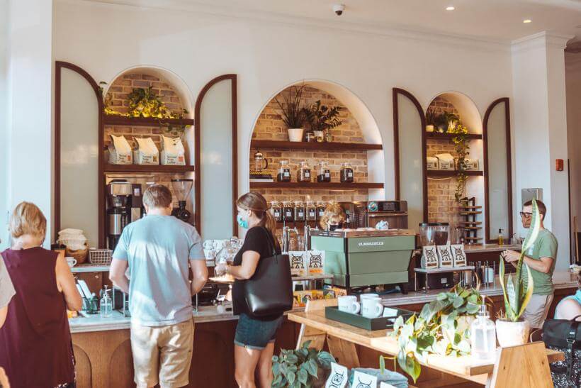 Bright, modern interior of Clerk's Coffee - 3 days in Charleston