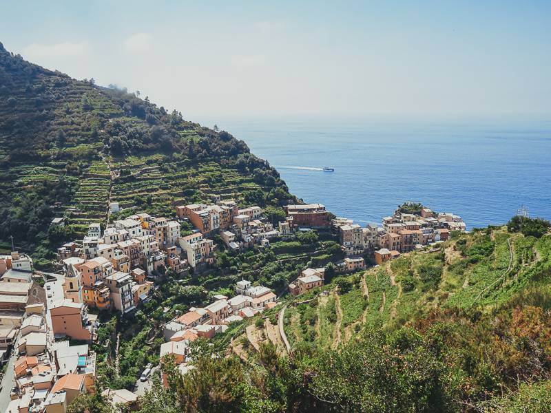 View of Manarola from high above on trail - 10 day trip to Italy