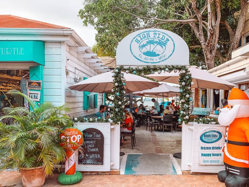 view of water from high tide - best restaurants in st john usvi