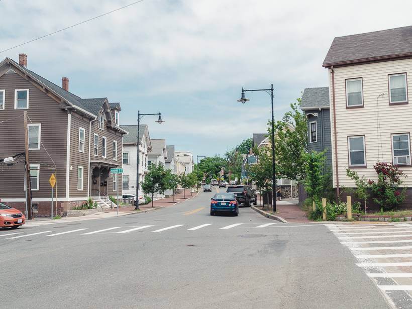 View of houses and gardens on Bridge Street - trip to Salem MA