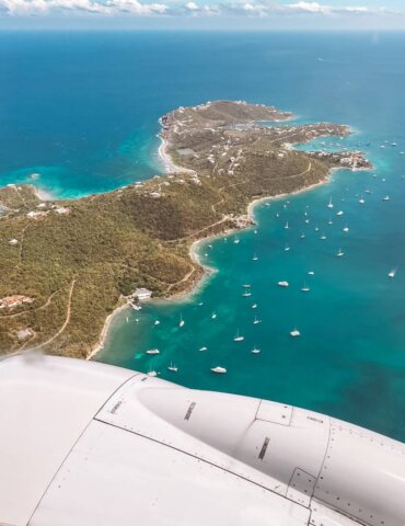 View of St. Thomas from airplane - how to use credit card points for travel