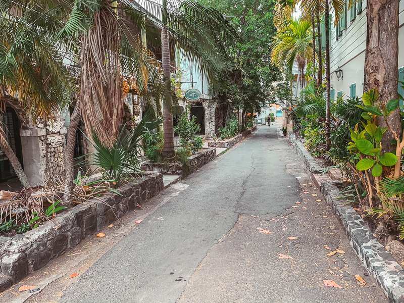 Leafy garden-like path on a Christiansted street - things to do in St Croix
