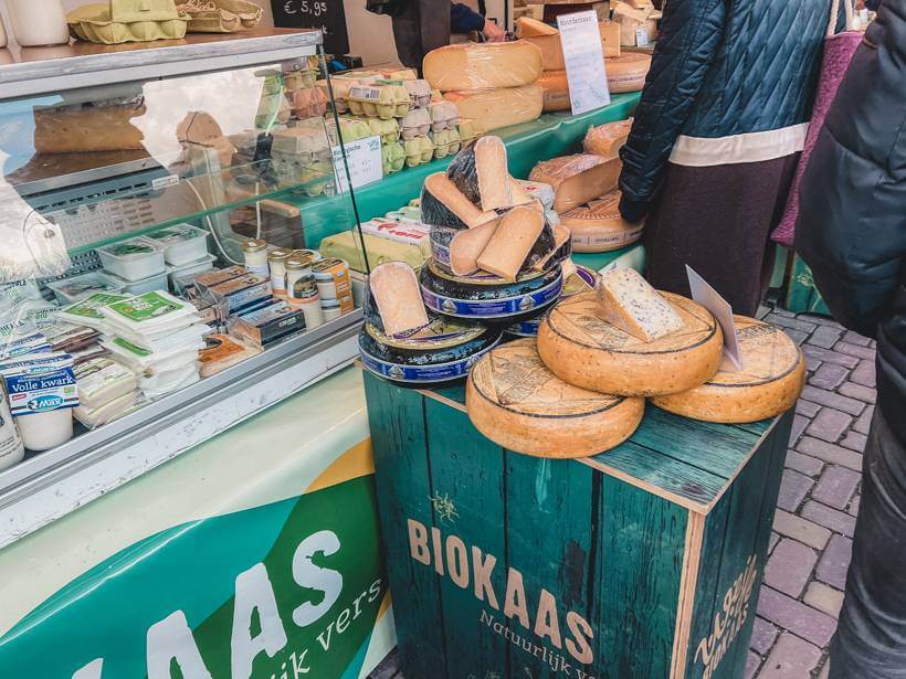 Cheese stall at a market in Amsterdam