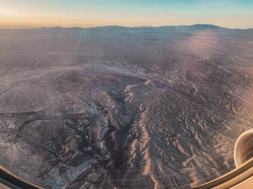 Moonscape of the Atacama Desert seen from a flight to Calama - Chile trip cost