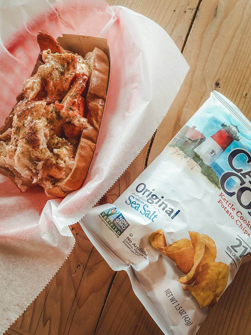 Lobster roll and Cape Cod chips at Luke's Lobster